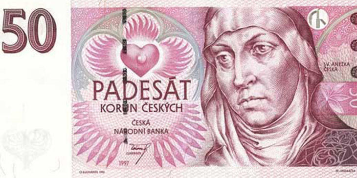 Die heilige Agnes ist auf dem 50-Kronen-Schein abgebildet (Foto: Wikipedia; R. Zenner).