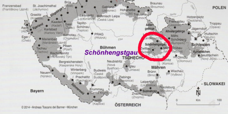 Karte vom Schönhengstgau