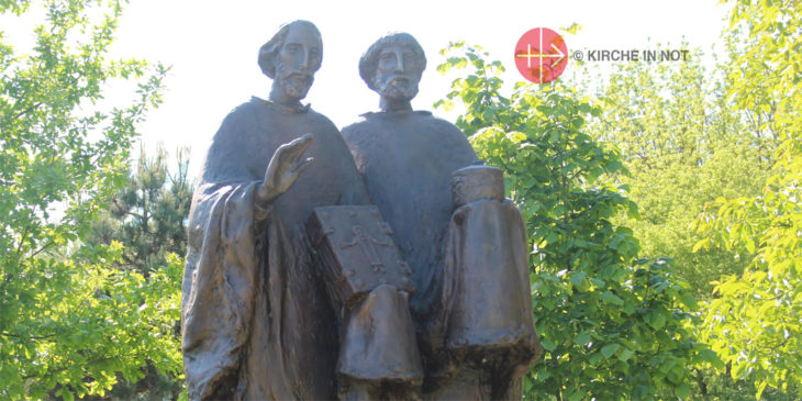 Denkmal in Moosburg (Zalavár) in Ungarn, Zentrum der Christianisierung Unterpannoniens im 9. Jahrhundert.