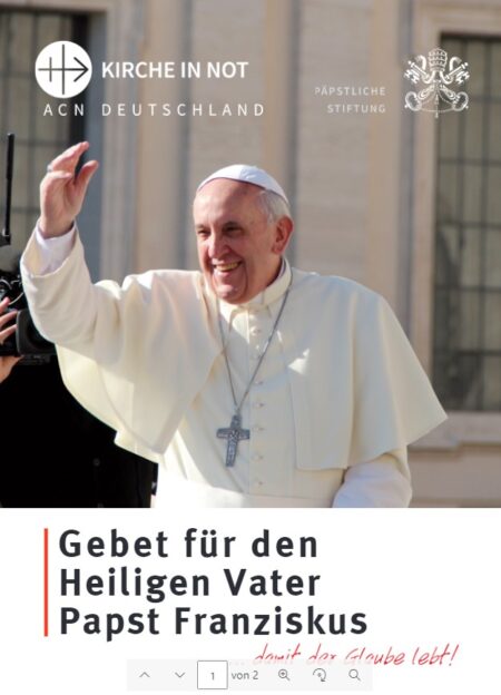 Gebetsblatt: <br class=”clear” />Gebet für Papst Franziskus